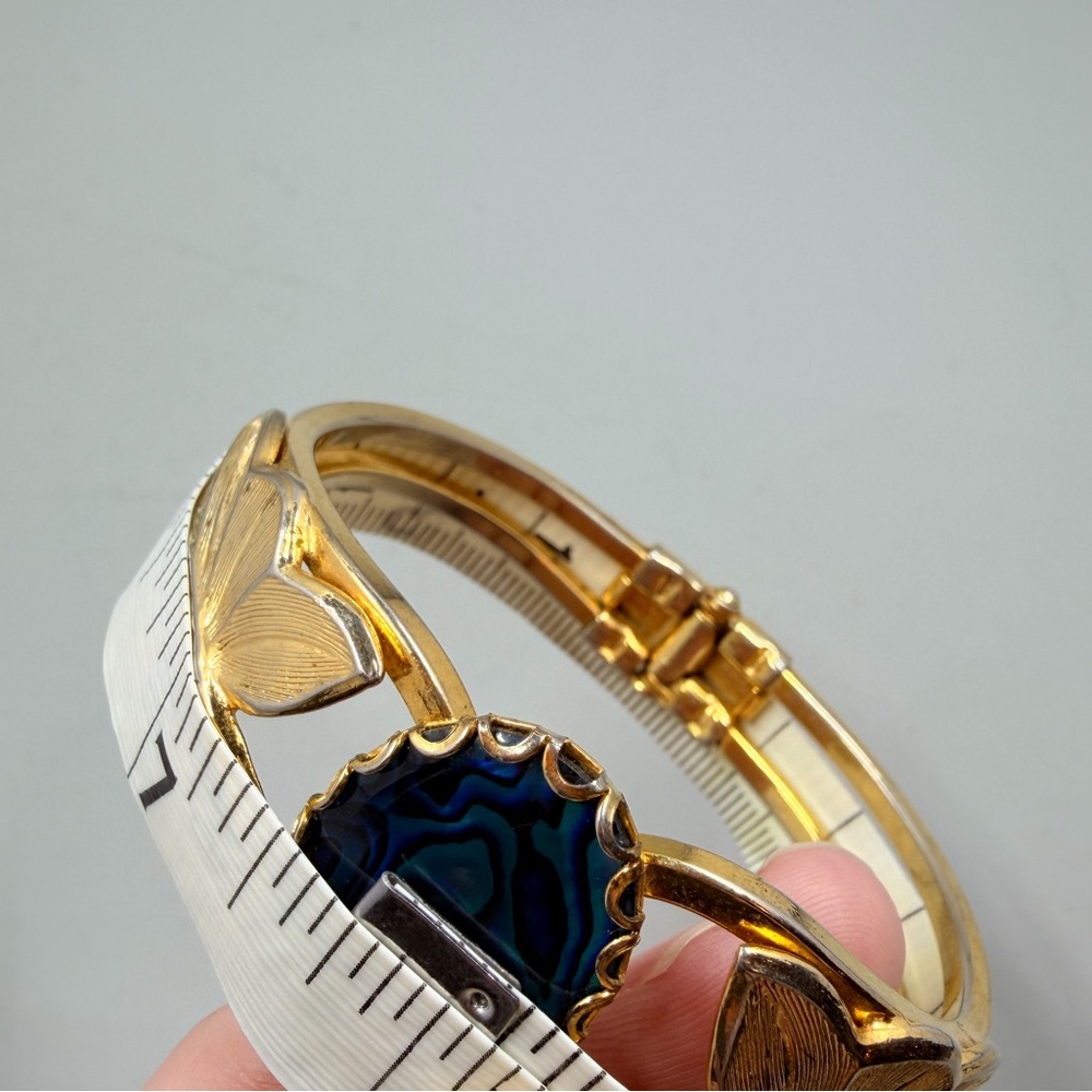 Genuine Abalone Shell Vintage Bangle Bracelet - Picture 7 of 7